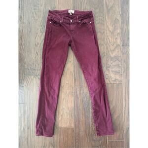 Paige Burgundy Ankle Peg Skinny Jeans